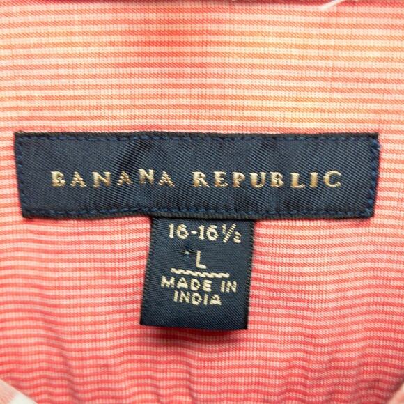 Banana Republic Short Sleeve Button-Up Shirts Men's Large 16 Lot of 2 Check Blue - Picture 3 of 15